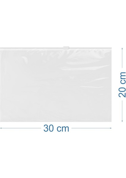30X20CM Baskısız Şeffaf Buzlu Fermuarlı Poşet
