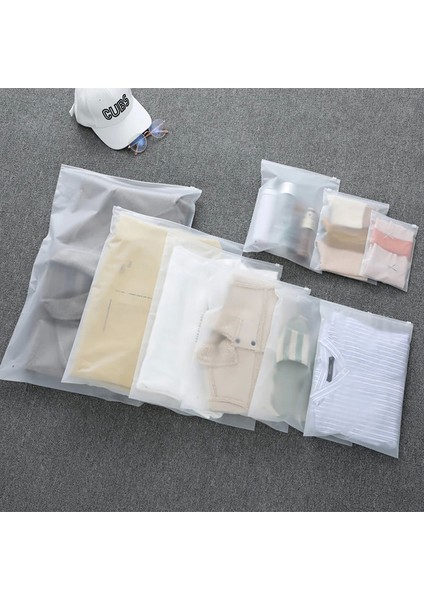 30X20CM Baskısız Şeffaf Buzlu Fermuarlı Poşet fırsatları