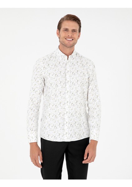Erkek Gri Slim Fit Uzun Kollu Gömlek 50298182-VR024
