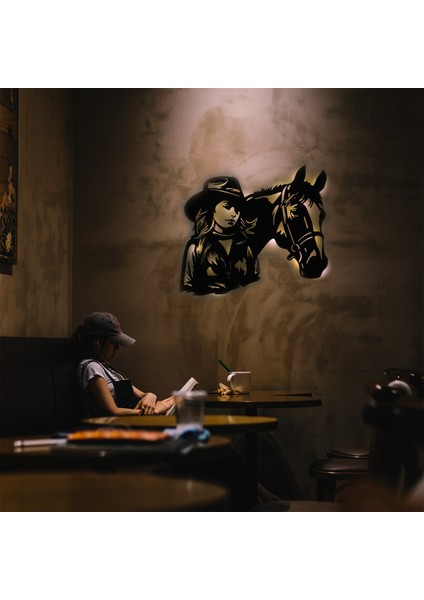 Led Işıklı Kovboy At Tablo Duvar Dekorlu Gece Lambası modelleri