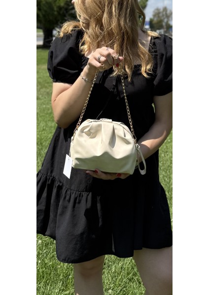 Kadın Yumuşak Deri Zincir Askılı El ve Omuz Çantası