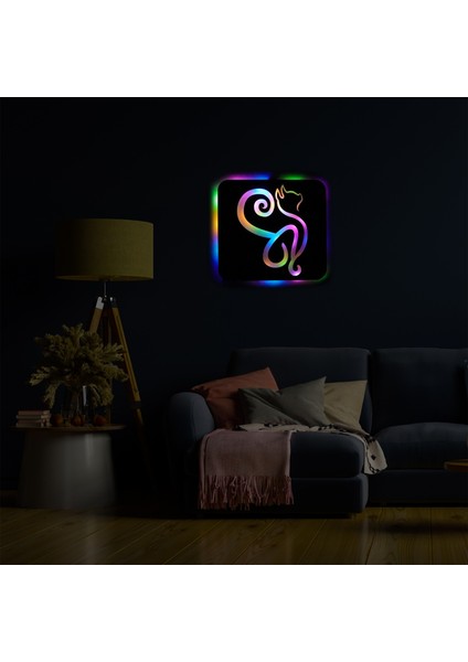 LED Işıklı Kişiselleştirilebilir Kedi Temalı Tablo Danica Dekoratif Gece Lambası modelleri