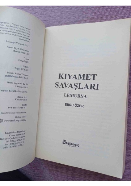 Kıyamet Savasları Lemurya Ebru Ozer 2018 Basim 264 Sayfa Son 15 Sayfanin Kosesinde Kivrilma Var Kucuk Deforme Haric Cok Iyi Durumdadır Fotoğrafda Gözükmektedir indirimleri