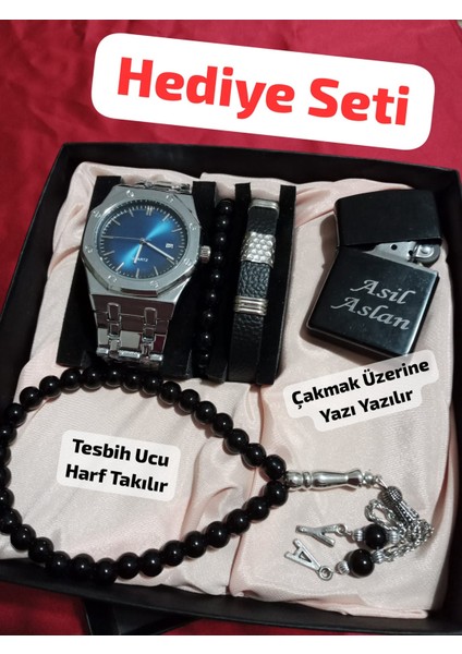 Özel Kutulu Hediyelik Erkek Kombin Saat Seti Eşinize Sevgilinize Hediye Seti - 6052
