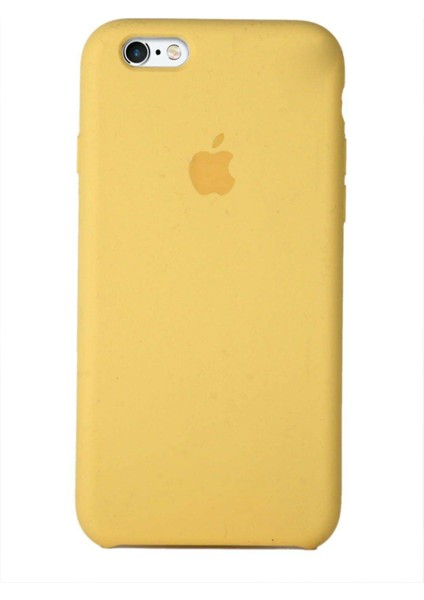 Apple iPhone 8 Uyumlu Logolu Içi Kadife Altı Açık Lansman Sarı Silikon Kılıf