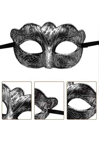 Maskeli Balo Antik Gri Gümüş Eskitilmiş Maske Balo Venedik (4915) fiyatları
