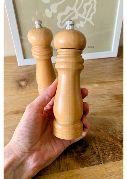 2 Adet 16CM Bambu Değirmen Seramik Bıçaklı Öğütücü Değirmen Karabiber Tuz Kahve Öğütücüsü