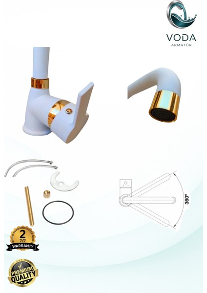 Köşe Eviye Bataryası – Beyaz Gold, Modern ve Şık Tasarım modelleri