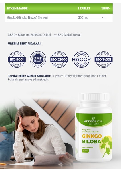 Ginkgo Biloba İçeren Takviye Edici Gıda 120 Tablet fiyatları