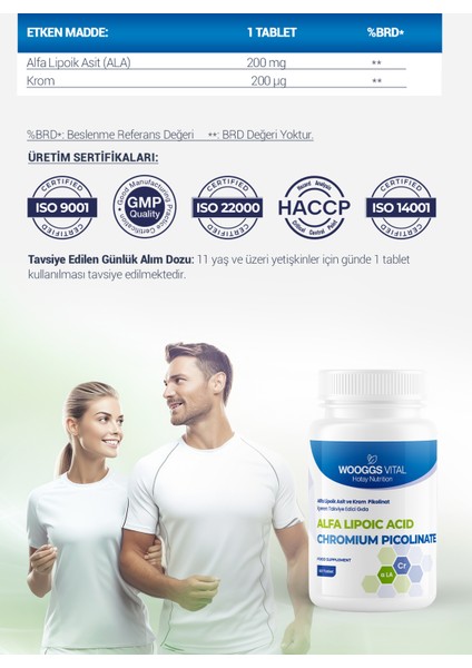 Alfa Lipoic Asit ve Chromıum Pıcolınate Içeren Takviye Edici Gıda 60 Tablet fiyatları