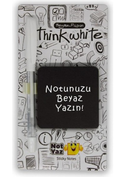Think White Beyaz Jel Kalemli Yapışkanlı Not Kağıdı Siyah (TW-7264) fiyatları