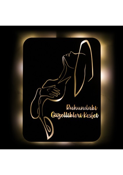 LED Işıklı Kişiselleştirilebilir Kadın Temalı Tablo Cleo Dekoratif Gece Lambası