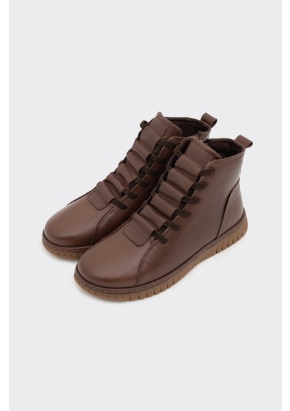 Hakiki Deri Fermuarlı Lastik Bağcıklı Kadın Bot modelleri