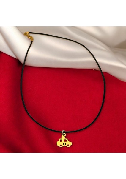 14 Ayar Altın Plakalı Ö Harfine Özel Siyah Bağlıklı Araba Figürlü Hediyelik KOLYE-630HARF fiyatları