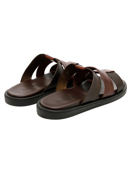 Erkek Terlik M6857 The Sandals Factory Leather Upper Dark Brown indirimleri