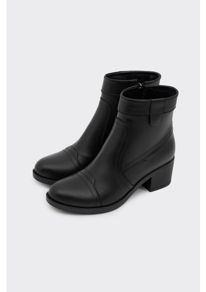 Hakiki Deri Kısa Topuklu Fermuarlı Kadın Bot fiyatları