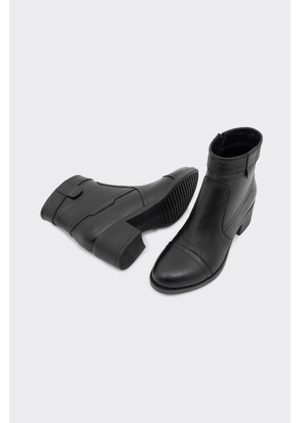 Hakiki Deri Kısa Topuklu Fermuarlı Kadın Bot modelleri