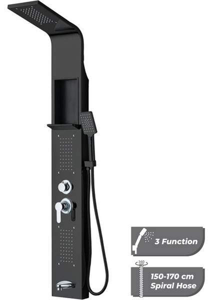 Hydro Massage Panel Duş Seti Siyah