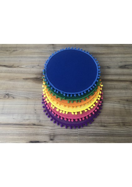 Karışık Renkli Ponponlu Supla 33 cm (Mdf Dahil) (6 Adet)