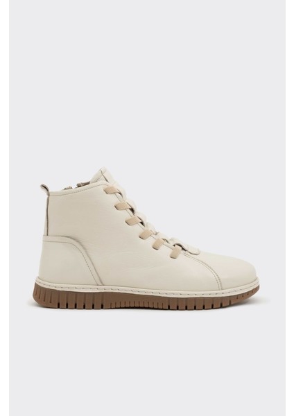 Hakiki Deri Fermuarlı Lastik Bağcıklı Kadın Bot