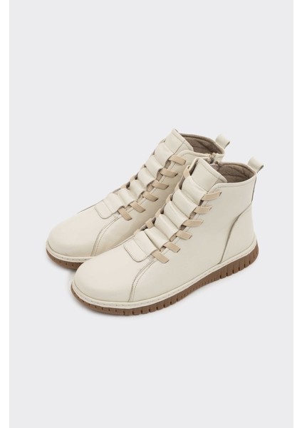 Hakiki Deri Fermuarlı Lastik Bağcıklı Kadın Bot modelleri