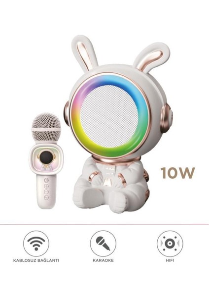 05 Rgb Tavşan Figürlü Mikrofonlu Karaoke Bluetooth Hoparlör