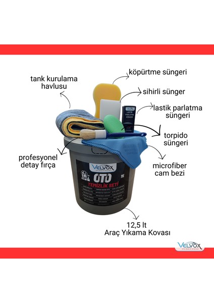 15'li Süper Set Araba Araç Yıkama Bakım Seti Fırsat Ürünler Oto Bakım Temizlik Seti Kovalı fiyatları