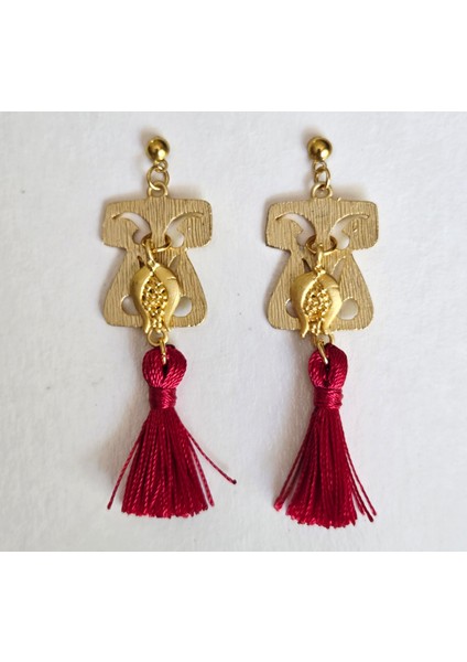 Altın Kaplama Kaftan Formlu Lale Figürlü Püsküllü Küpe fırsatları