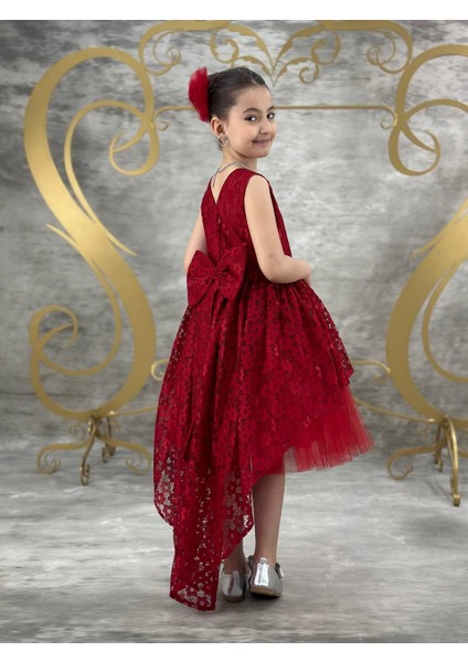 Kız Çocuk Kuyruklu Desenli Elbise Toka 'li modelleri