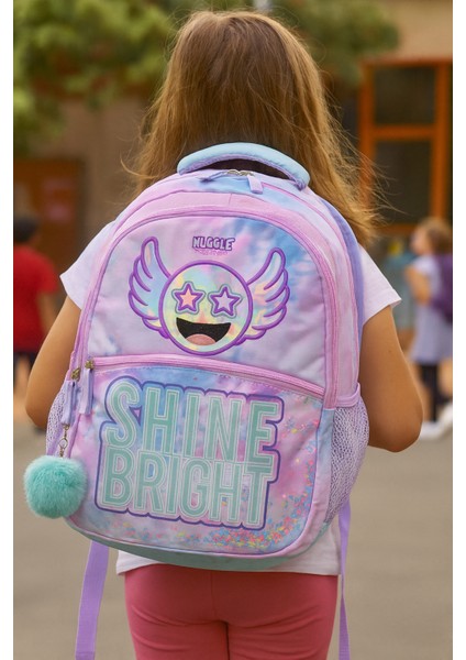 MU-9106 Shine Bright Okul Çantası ve Kalemlik Seti – Renkli Desenli, Işıltılı, Ortaokul/ilkokul Için modelleri