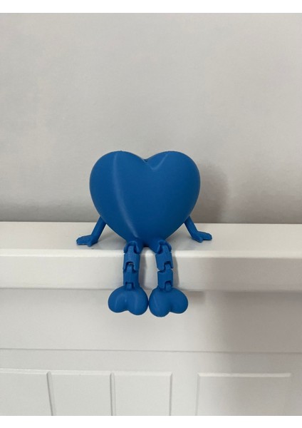 Sevimli Mavi Kalp Ayaklı Dekoratif Obje Biblo Kahve Köşesi Süsü