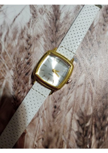 Vintage Model Kare-Oval Gold Kasa Retro Still - Beyaz Kordon Kadın Kol Saati 0034