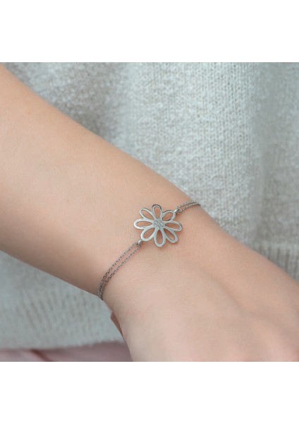 Gümüş Çiçek Bayan Bileklik modelleri
