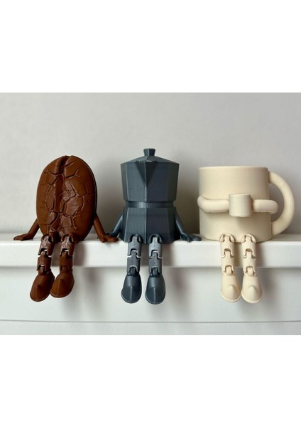 Kahve Köşesi Biblo Seti 3lü, Kahve Çekirdeği, Bej Kahve Kupası, Moka Pot, Coffee Set 8cm modelleri