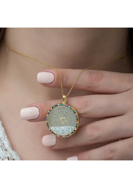 Gümüş Miks Taşlı Esmaül Hüsna Bayan Kolye fiyatları