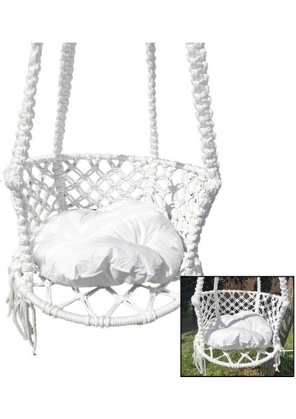 Ipek Hamak Davul Salıncak Minderli ÇAP:60CM 150KG.TAŞIMA Kapasitesi 1-Asma Halatı - 1-Çelik Dubel (4490)