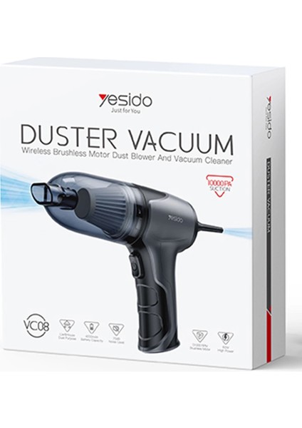 4.000 Mah Bataryalı Güçlü Portatif Vakumlu Taşınabilir Kablosuz Üflemeli Mini Araç Süpürgesi - VC08 fırsatları