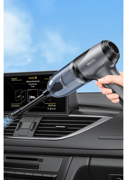 4.000 Mah Bataryalı Güçlü Portatif Vakumlu Taşınabilir Kablosuz Üflemeli Mini Araç Süpürgesi - VC08 indirimleri