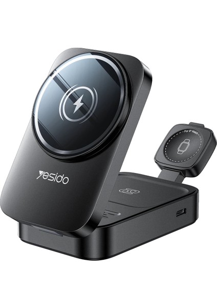 DS27 3in1 Katlanabilir Apple iPhone Watch Series 15W Kablosuz Magsafe Şarj Destekli Masaüstü Kablosuz Hızlı Şarj Standı