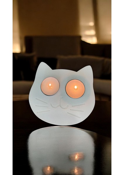Dekoratif Kedi Mumluk / Özel Tasarım / Biblo