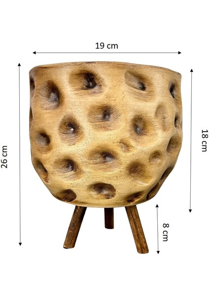 Ev Dekorasyon Aksesuar Naturel Desenli Toprak Saksı Saksılık Salon Çiçeklik 3 Ayaklı 19 cm fiyatları
