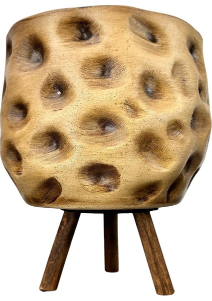 Ev Dekorasyon Aksesuar Naturel Desenli Toprak Saksı Saksılık Salon Çiçeklik 3 Ayaklı 19 cm modelleri