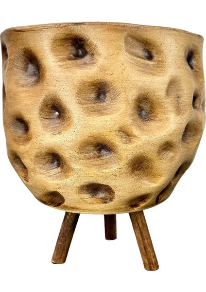 Ev Dekorasyon Aksesuar Naturel Desenli Toprak Saksı Saksılık Salon Çiçeklik 3 Ayaklı 19 cm fırsatları