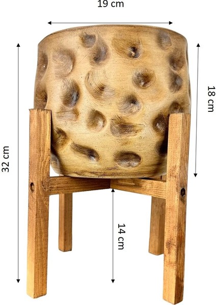 Ev Dekorasyon Aksesuar Naturel Desenli Toprak Saksı Saksılık Salon Çiçeklik 4 Ayaklı 19 cm fiyatları