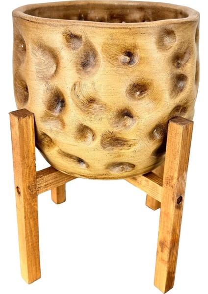 Ev Dekorasyon Aksesuar Naturel Desenli Toprak Saksı Saksılık Salon Çiçeklik 4 Ayaklı 19 cm fırsatları