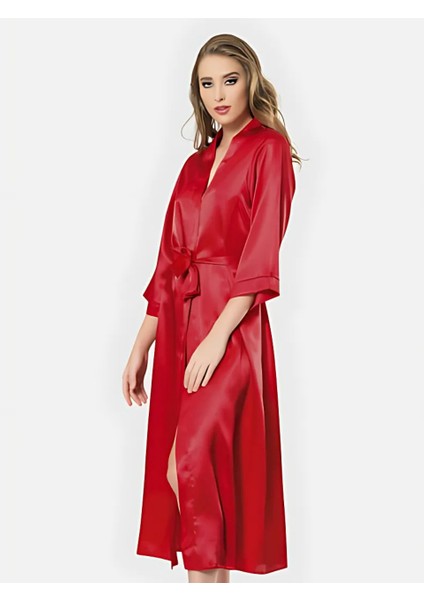 Uzun Saten Kadın Sabahlık – Şık ve Rahat Tasarım