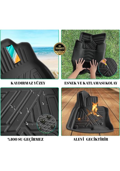 Renault Clıo 5 2019-2020-2021-2022-2023-2024-2025 4d Carbon Desen Premıum Paspas Araca Özel Havuzlu Oto Paspas indirimleri