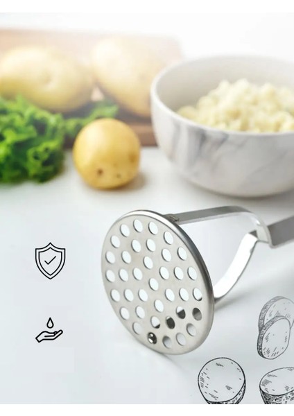 Patates Ezici 3 mm Kalınlık 304 Paslanmaz Çelik Havuç Muz Avokado Ezici 722002 indirimleri