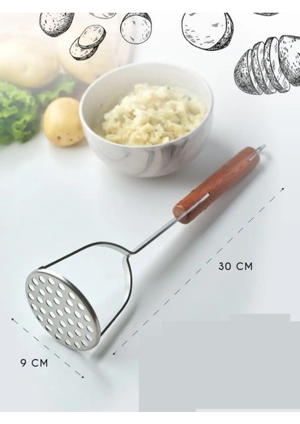 Patates Ezici 3 mm Kalınlık 304 Paslanmaz Çelik Havuç Muz Avokado Ezici 722002