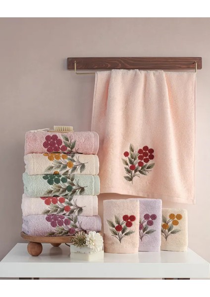Sima - %70 Bambu / %30 Pamuk Suzeni Nakışlı El Havlusu - 6'lı Set 50X90